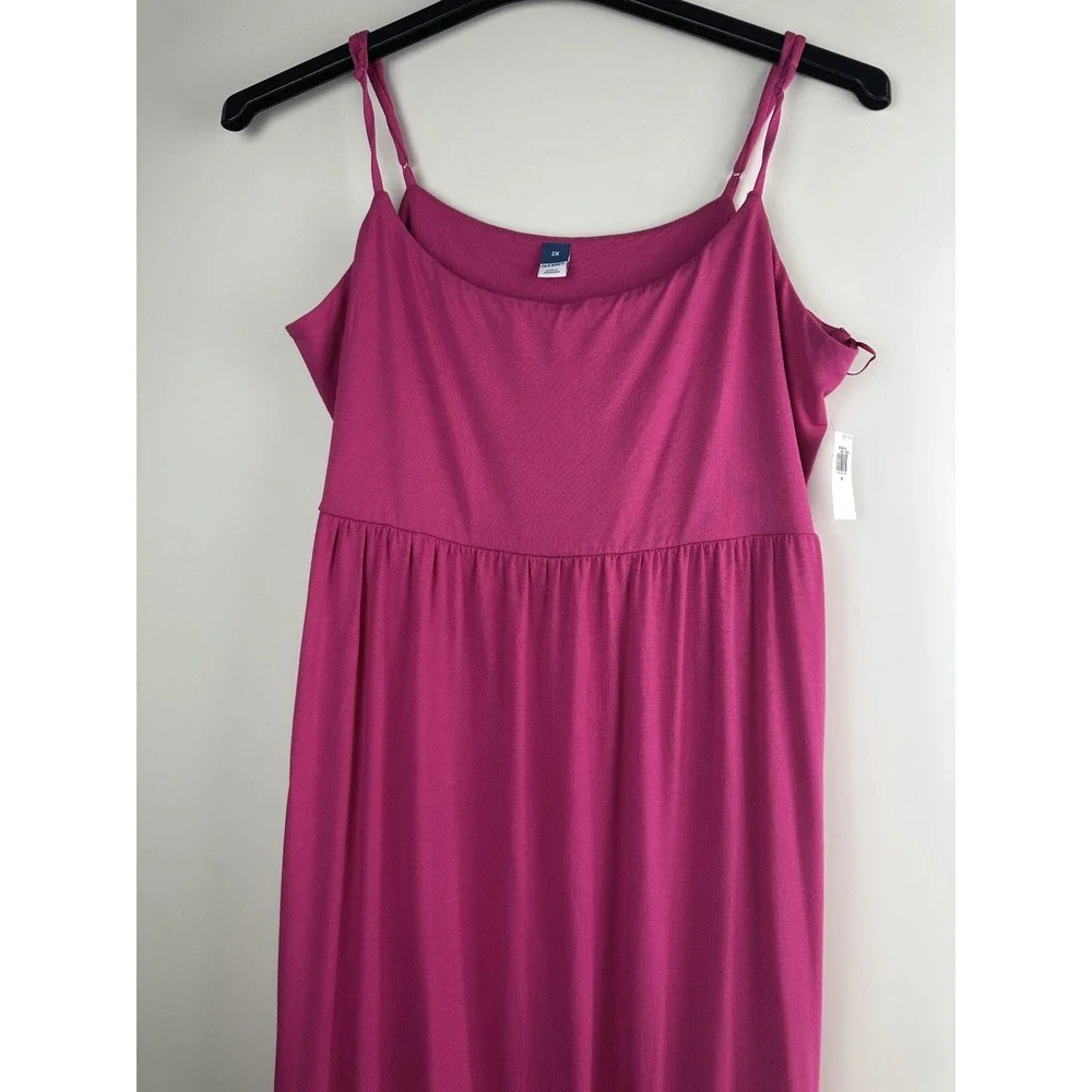 NWT Old Navy Fit & Flare Cami Midi Dress Polarized Pink Stretch Plus Size 2X - Picture 3 of 9
